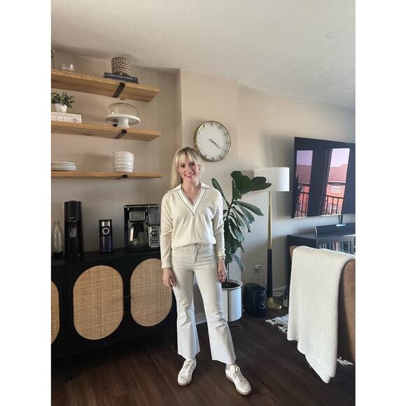 SANDRO Off-White Wool Knit Long Sleeve Retro Prep Alizia Sweater Size 3 - Picture 13 of 13